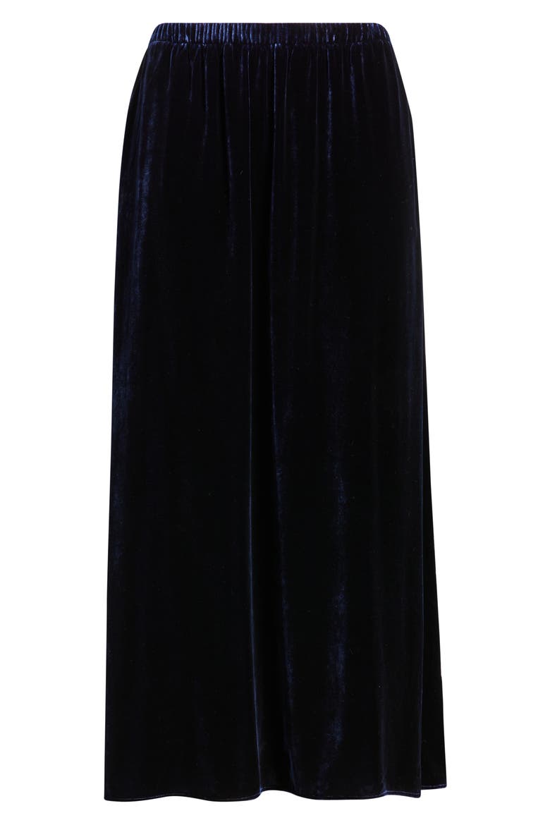 Velvet Midi A-Line Skirt, Alternate, color, INK