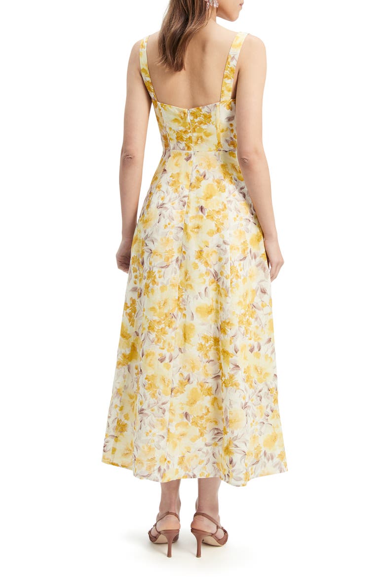 Lilah Corset Midi Dress, Alternate, color, YELLOW FLORAL