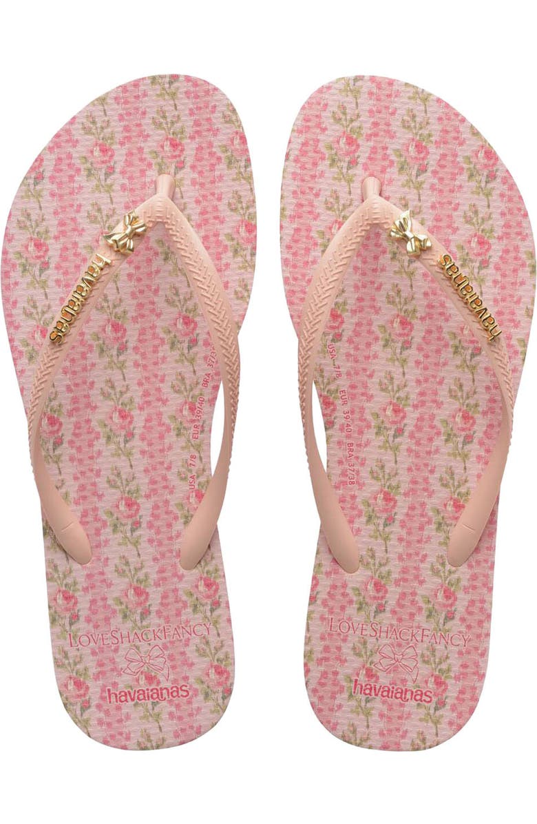 Havaianas x LoveShackFancy Kids' Slim Love Flip Flop, Alternate, color, Ballet Rose