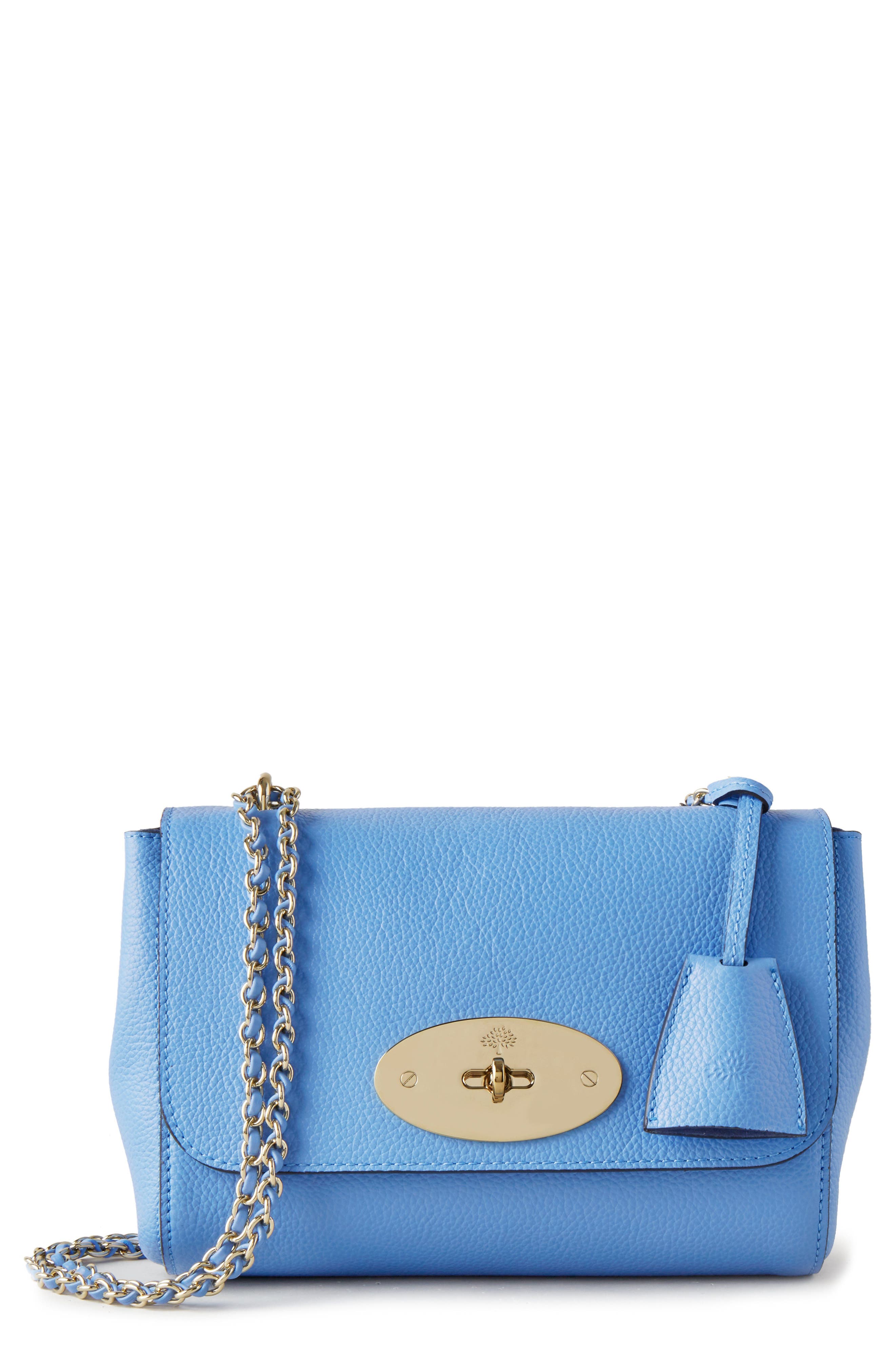 Lily Leather Shoulder Bag, Main, color, CORNFLOWER BLUE