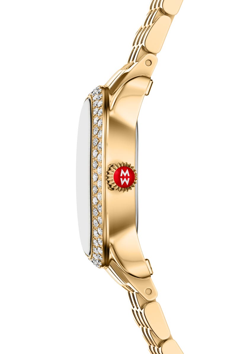 MICHELE Serein Oval Diamond Bracelet Watch, 24mm x 27mm, Alternate, color, Gold