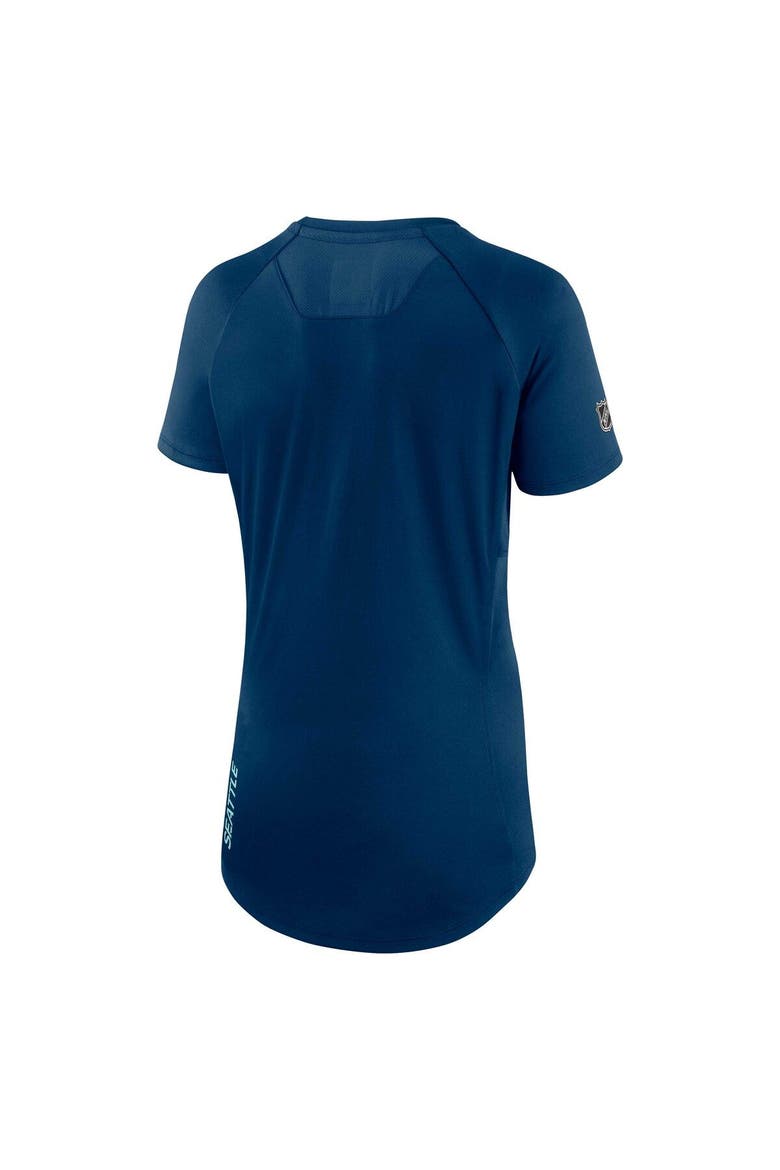 Women's Fanatics Branded Deep Sea Blue Seattle Kraken Authentic Pro Rink Raglan Tech T-Shirt, Alternate, color, Navy