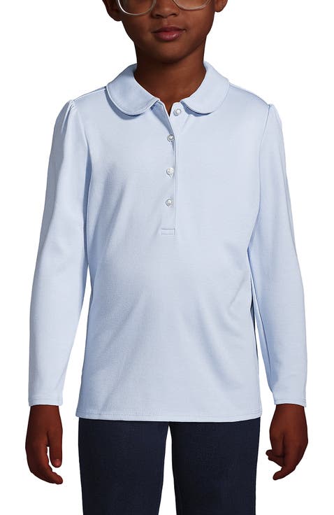 Girls Long Sleeve Peter Pan Collar Polo Shirt