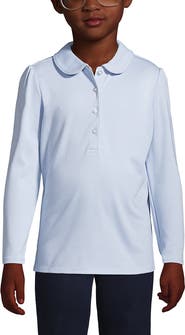 Lands' End Girls Long Sleeve Peter Pan Collar Polo Shirt