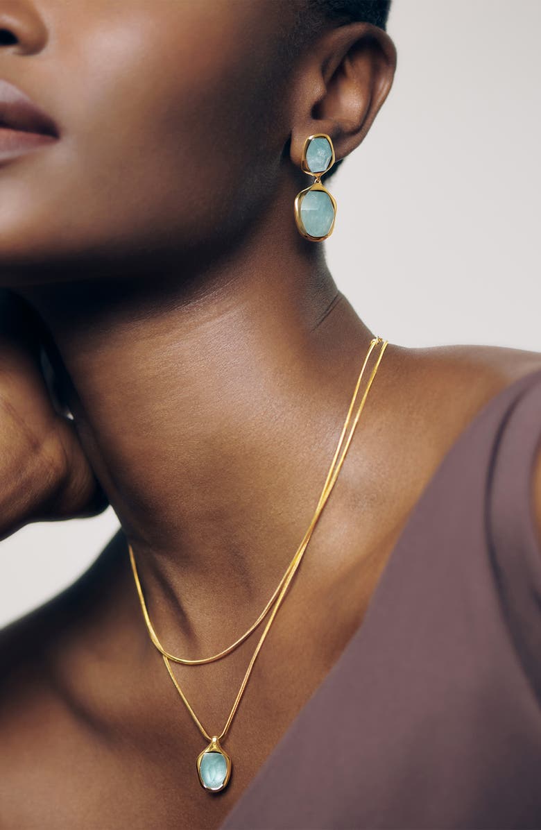 Monica Vinader Odyssey Aquamarine Drop Earrings, Alternate, color, 18Ct Gold Vermeil / Aquamarine