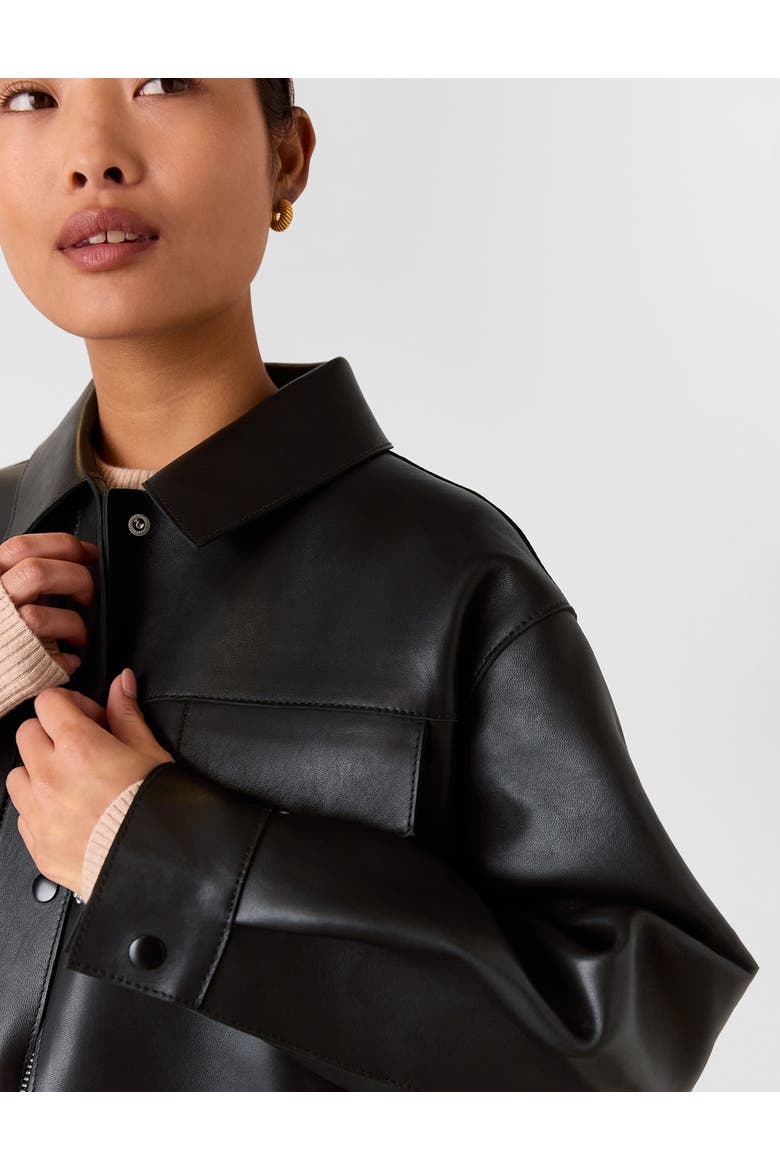 Clean Bonded Leather Jacket, Alternate, color, Black