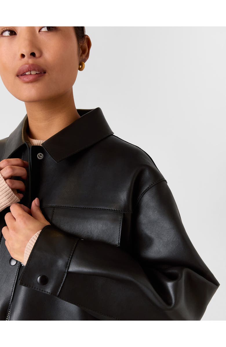 Whistles Clean Bonded Leather Jacket, Alternate, color, Black