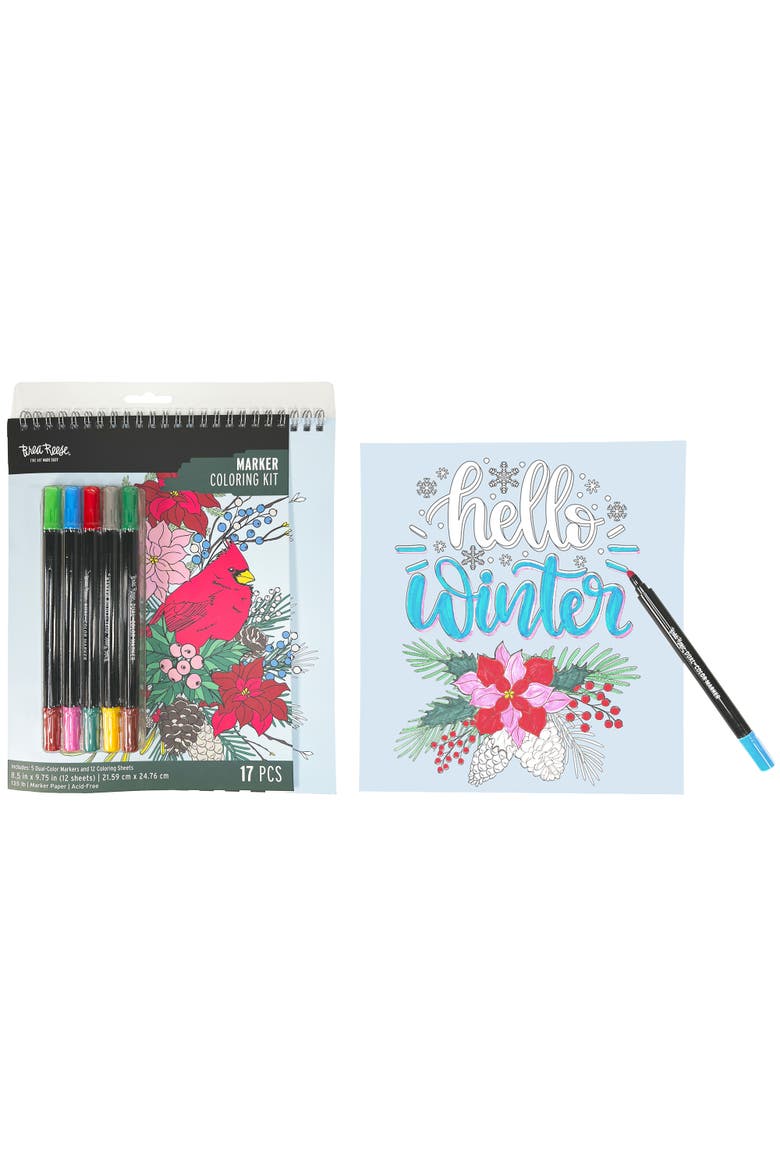 Marker Coloring Kit, Cardinal, 5 Dual Sided Markers, Adult Craft, Alternate, color, Multicolored