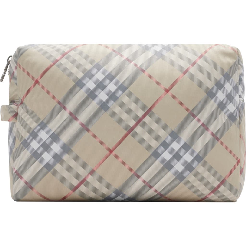 Burberry Check Baby Changing Pouch In Pale Stone