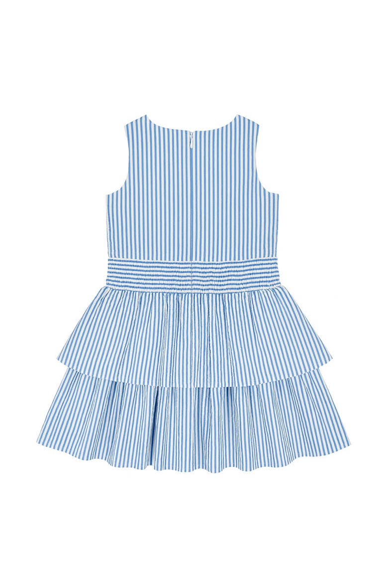 Seersucker Dress with Waist Ruching, Alternate, color, Blue/White