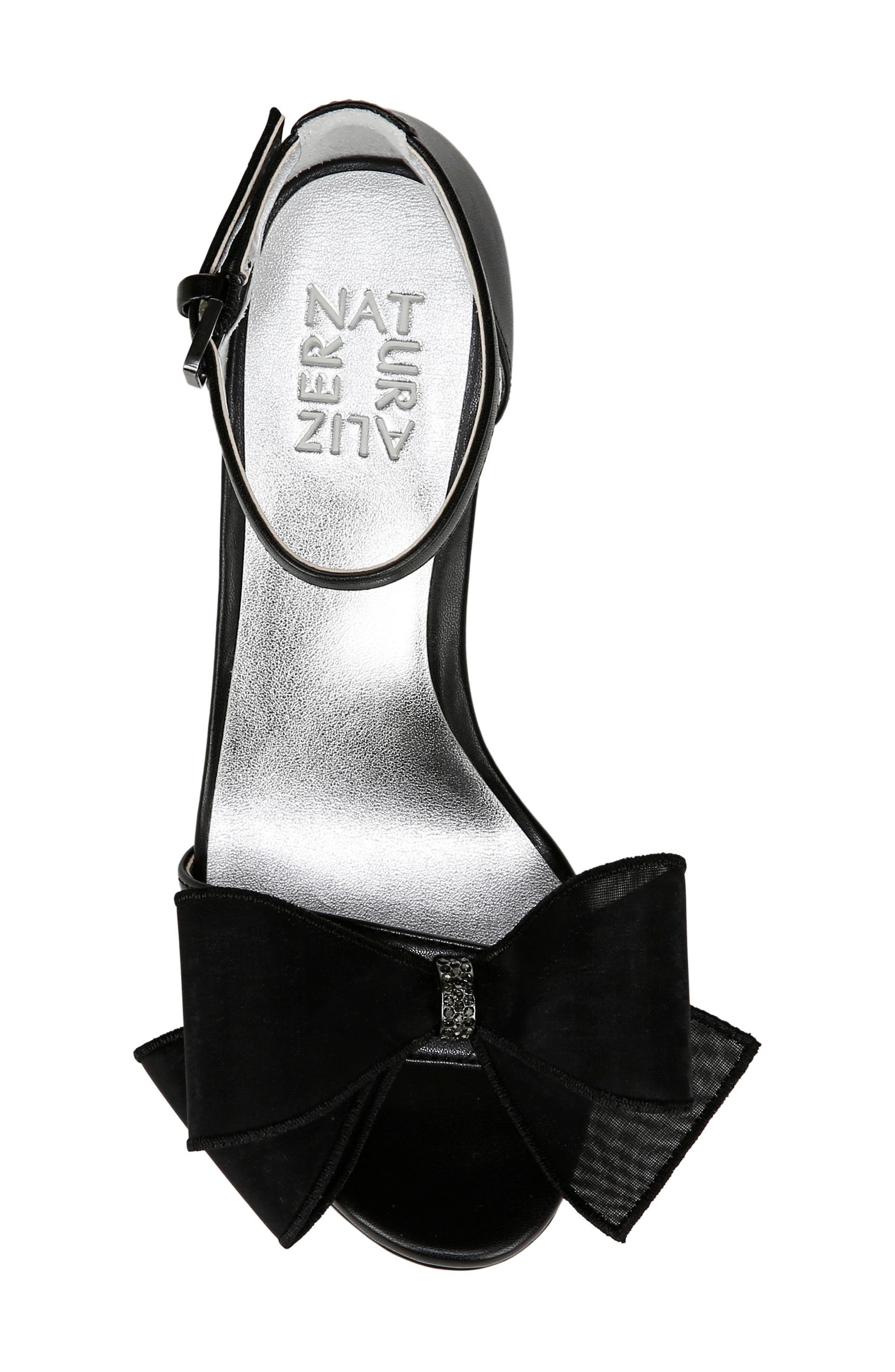 Naturalizer Always Bow Ankle Strap Platform Sandal, Alternate, color, Black Faux Leather