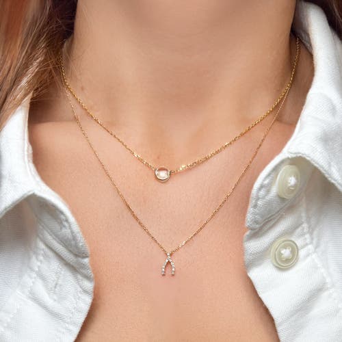 The Lovery Fine Jewelry Mini Diamond Wishbone Necklace In Gold