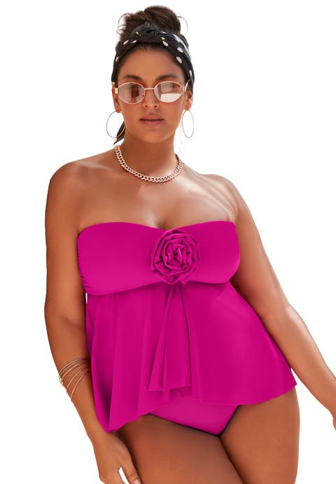 Rosette Bandeau Tankini Top