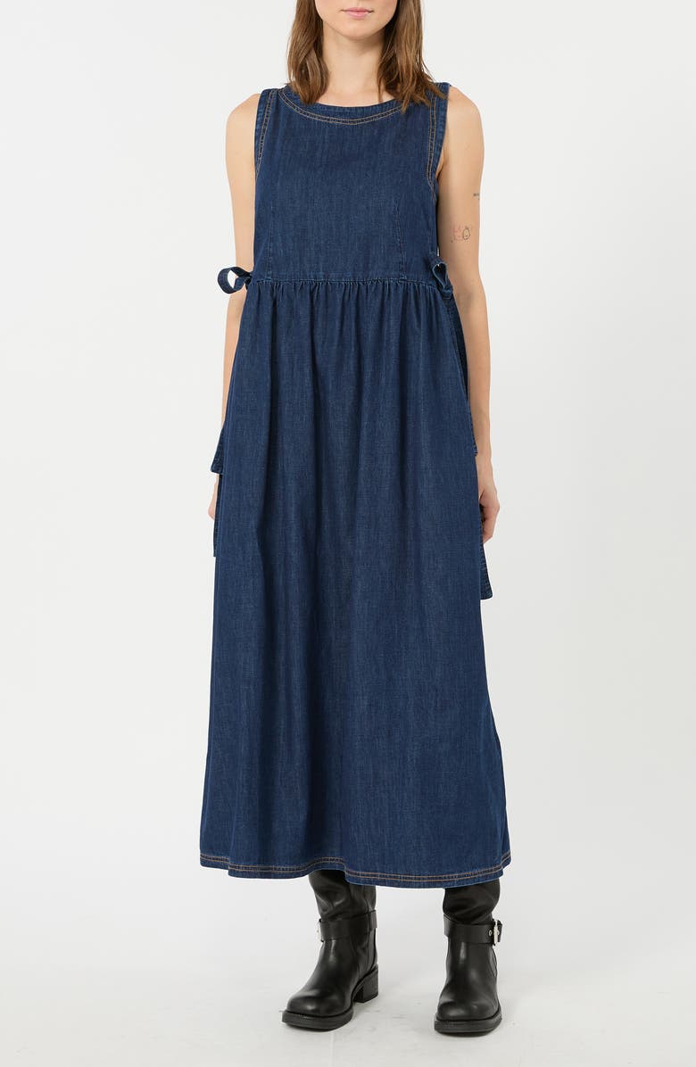 Weekend Max Mara Sleeveless Cotton Denim Dress, Main, color, Navy