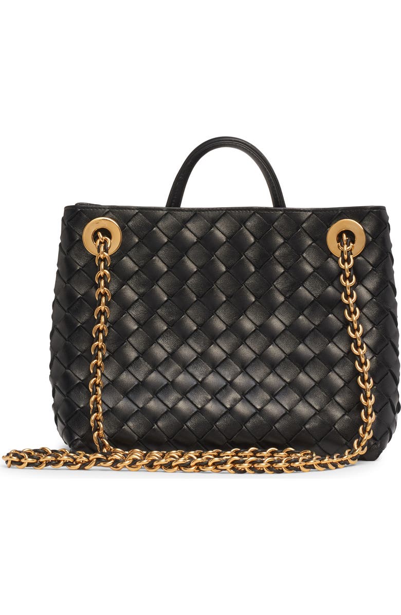 Bottega Veneta Small Andiamo Chain Leather Shoulder Bag, Alternate, color, 1019 Black-M Brass