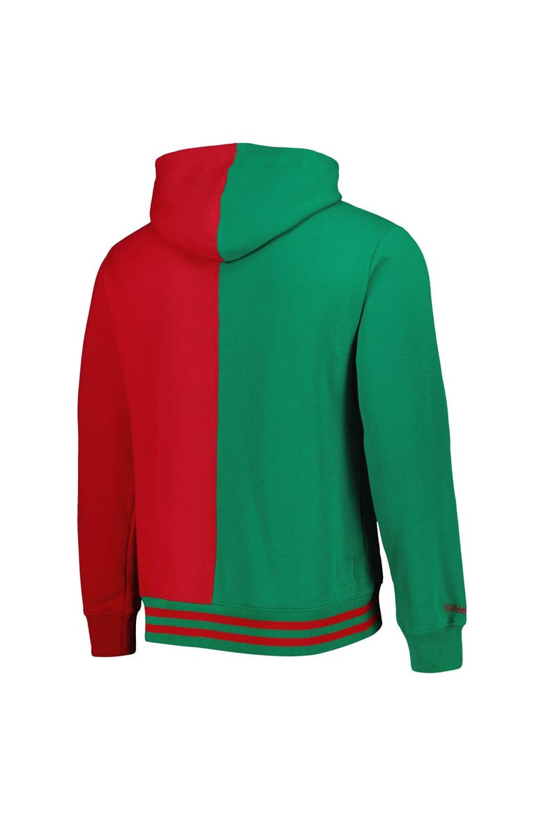 Men's Mitchell & Ness Green/Red Milwaukee Bucks Hardwood Classics Split Pullover Hoodie, Alternate, color, Green