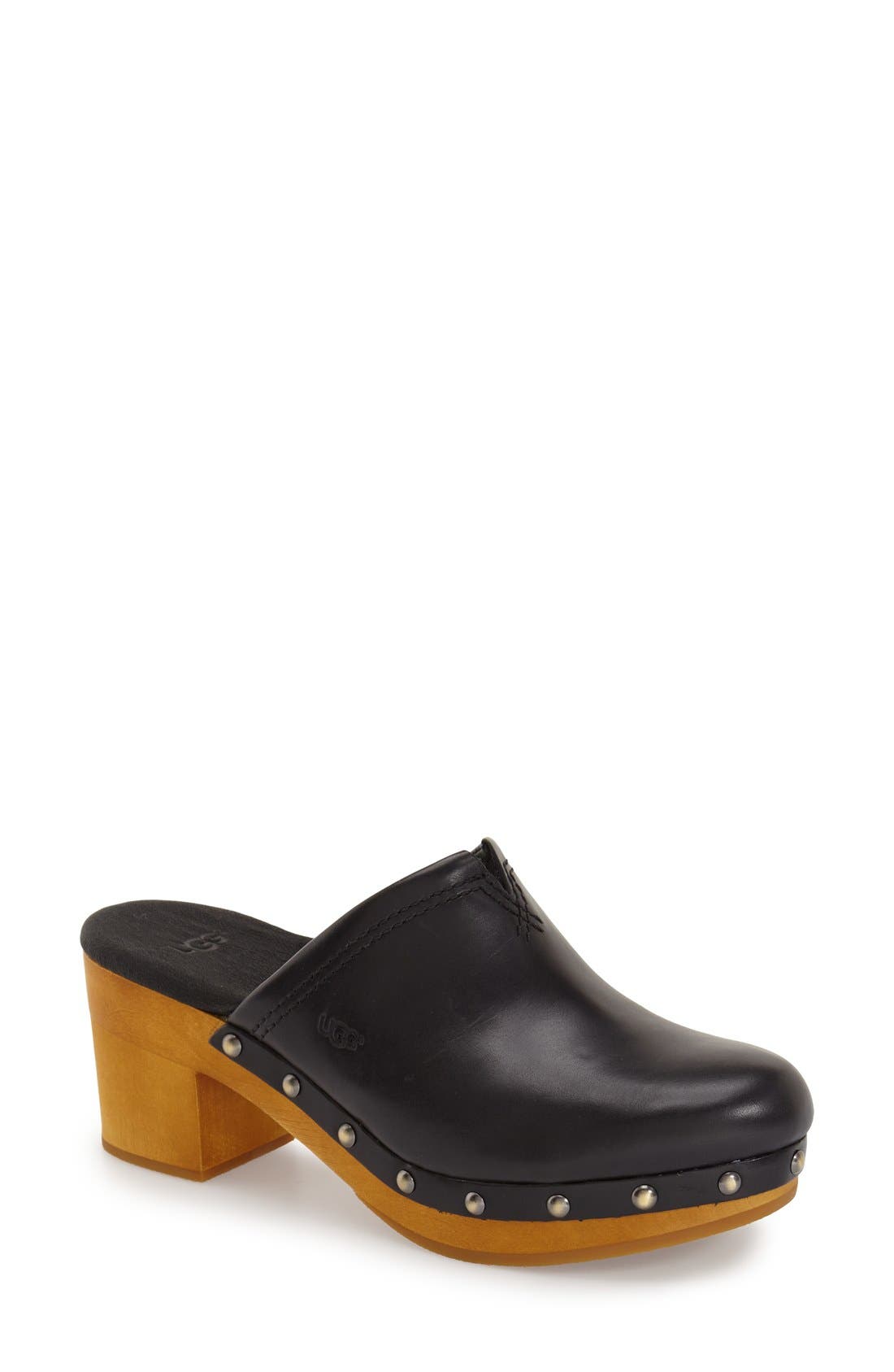 'Kay' Clog, Main, color, BLACK LEATHER