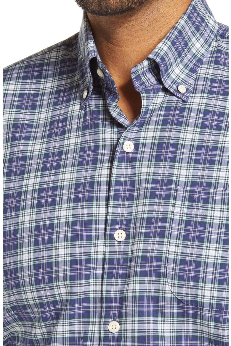 Robertson Crown Finish Plaid Button-Down Shirt, Alternate, color, NAVY