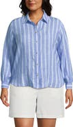 Lands' End Plus Size Linen Long Sleeve Feminine Shirt