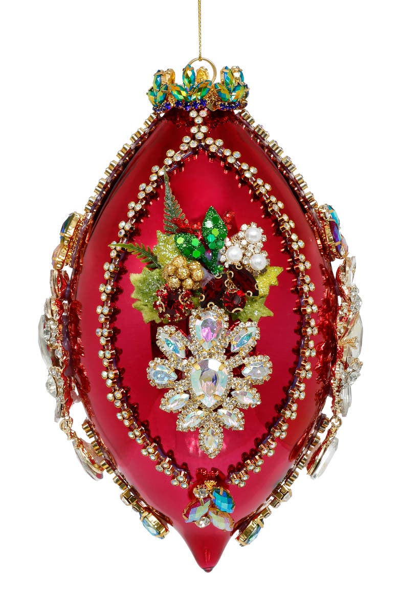 King's Jewel Finial Ornament, Raspberry Shiny, Main, color, Dark Red