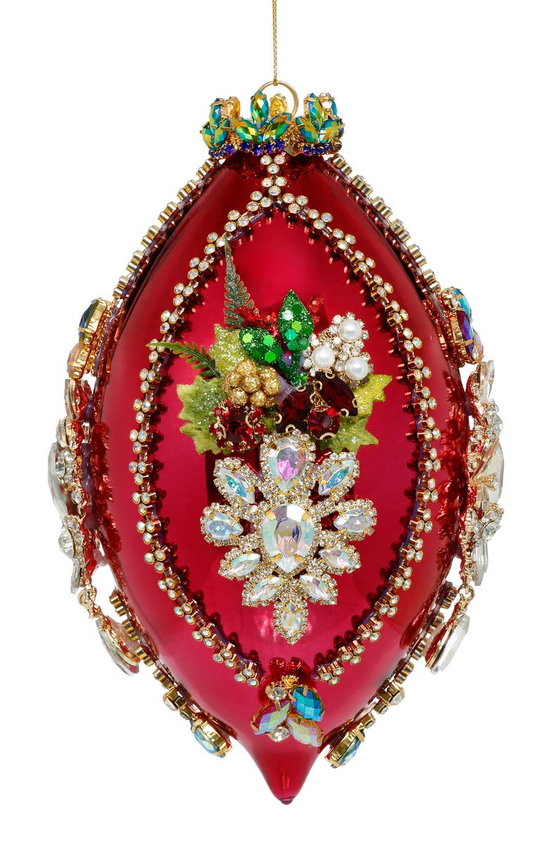 Mark Roberts King's Jewel Finial Ornament, Raspberry Shiny, Main, color, Dark Red