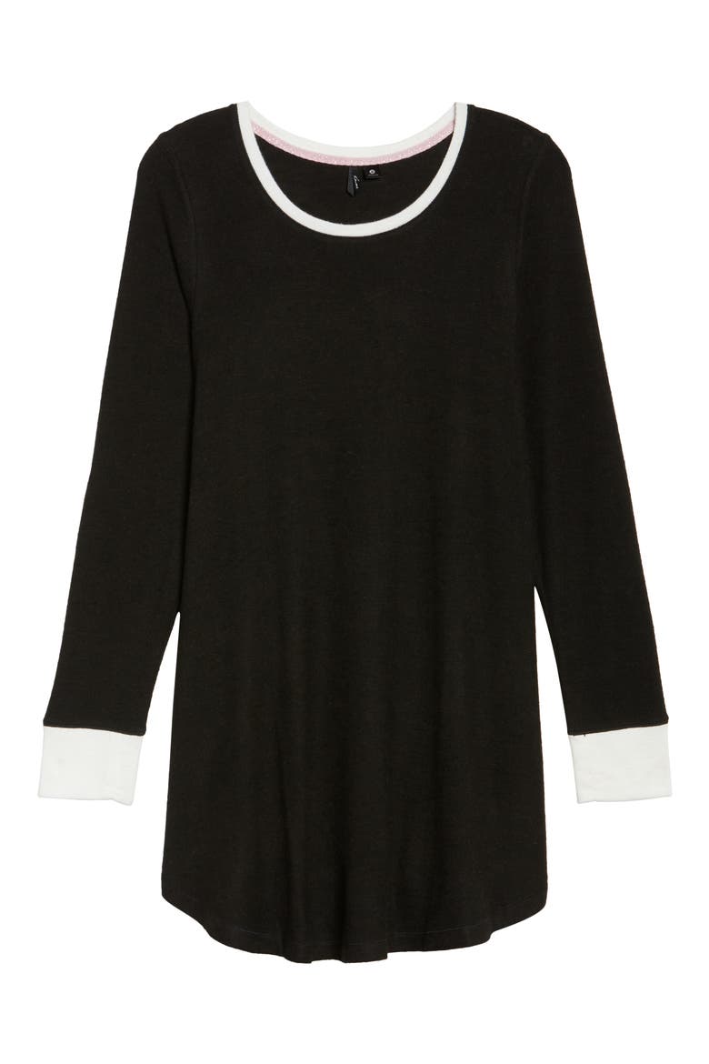 Sleep Shirt & Eye Mask, Alternate, color, BLACK MARLED
