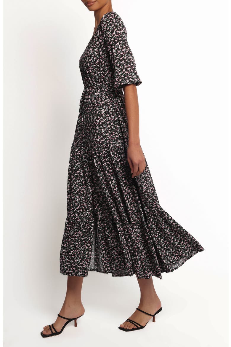 Kelda Floral Print Dress, Alternate, color, BLACK ROSEBUD FLORAL