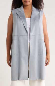 M Magaschoni Faux Suede Notch Lapel Vest