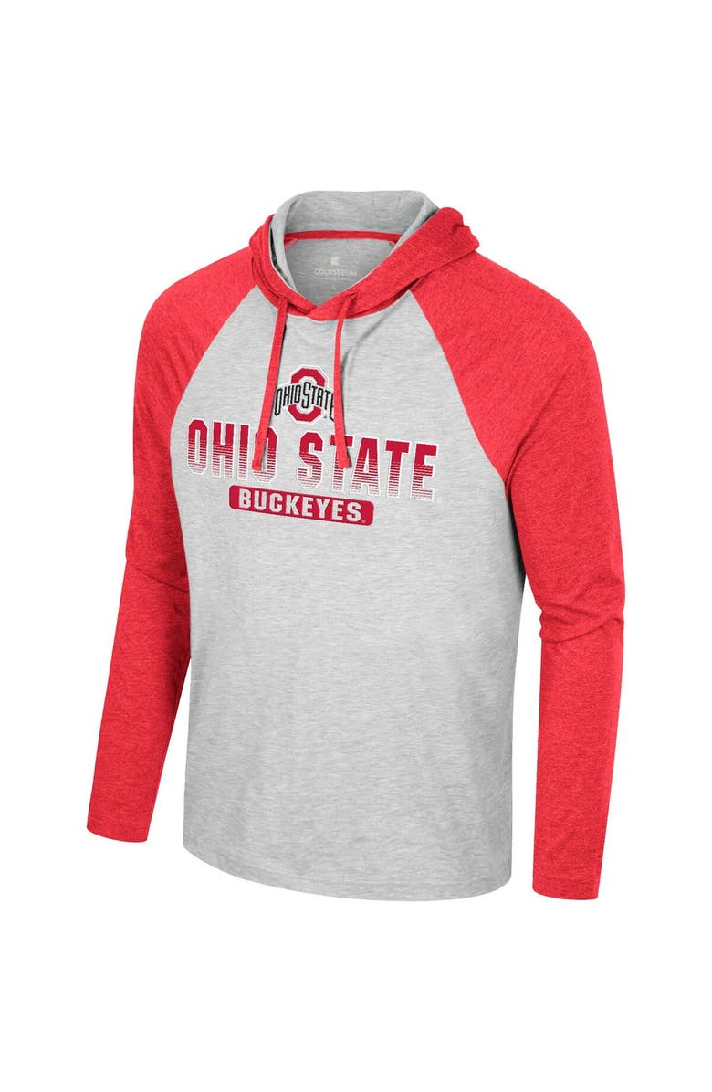 COLOSSEUM Men's Colosseum Heather Gray Ohio State Buckeyes Hasta La Vista Raglan Hoodie Long Sleeve T-Shirt, Alternate, color, Heather Gray