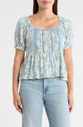 Lucky Brand Short Sleeve Pintuck Trim Top