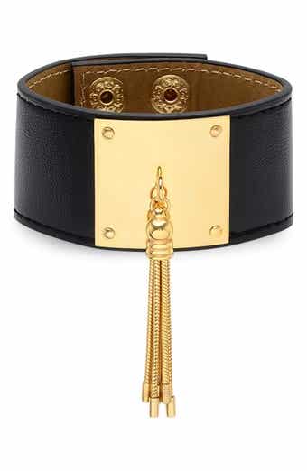 Tassel Detail Leather Cuff Bracelet