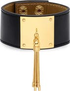 HMY JEWELRY Tassel Detail Leather Cuff Bracelet