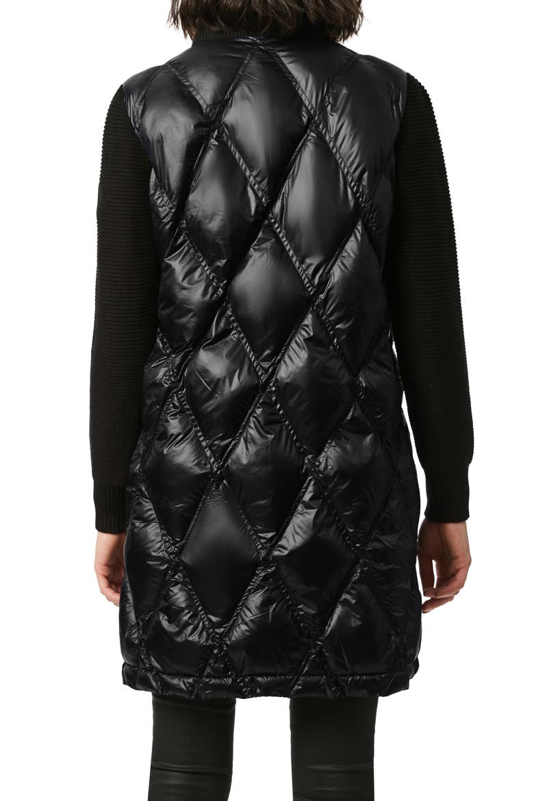 Knit Sleeve Diamond Quilt Puffer Coat, Alternate, color, BLACK