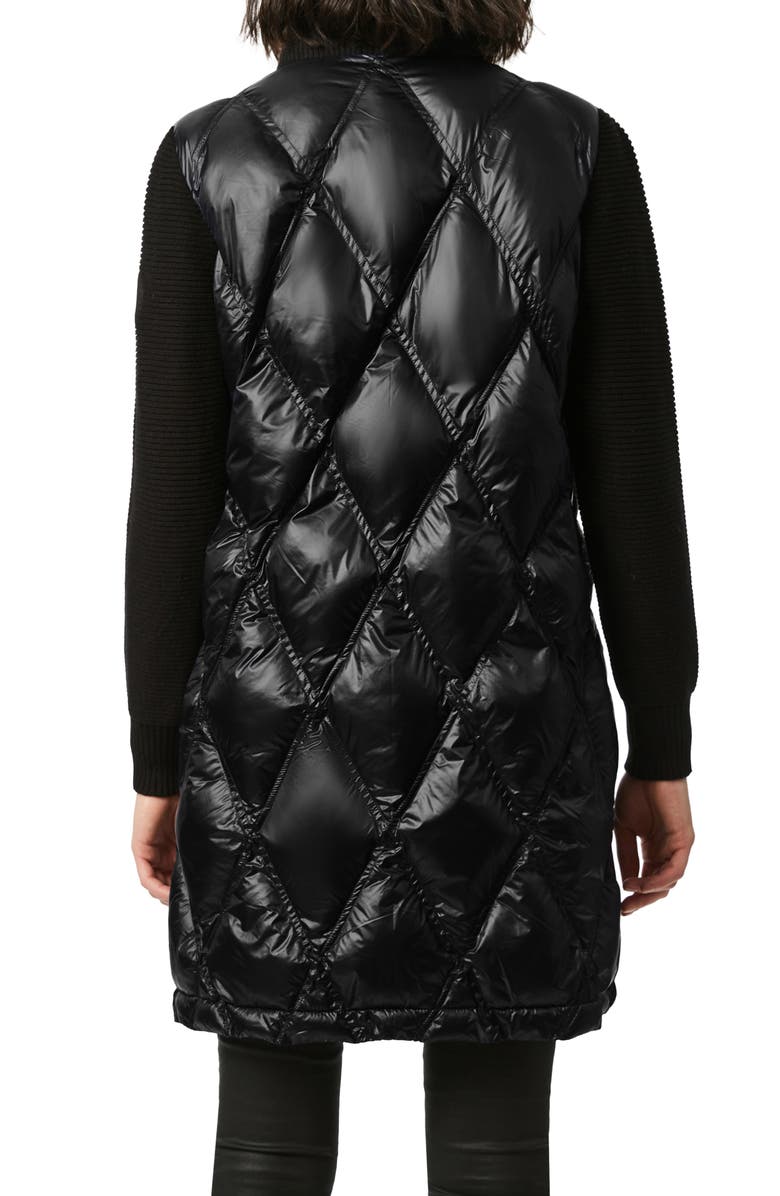 Bernardo Knit Sleeve Diamond Quilt Puffer Coat, Alternate, color,