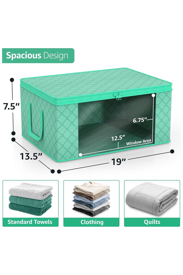 8-Pack Collapsible Zip Storage Bins, Alternate, color, TEAL