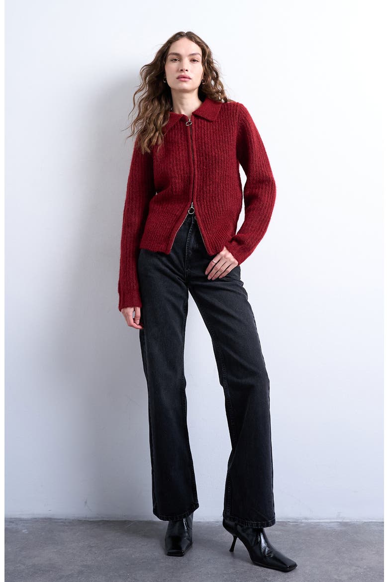 Spread Collar Zip, Main, color, RED