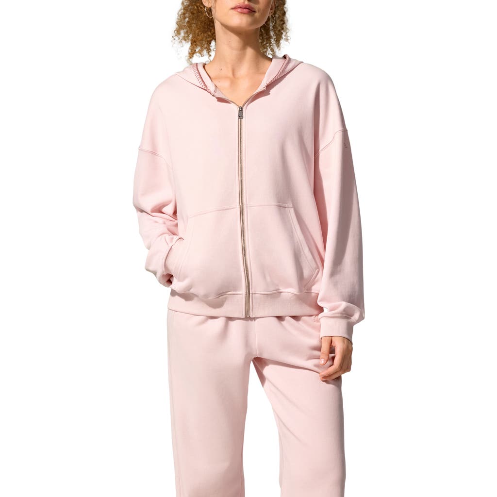 Lilysilk Silkerry Oversized Seamflow Verge Full-length Front Zip Hoodie In Pink