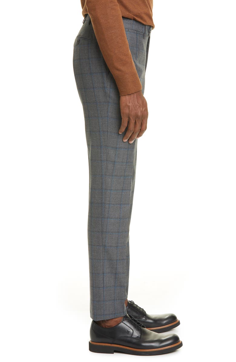 Eidos Flat Front Windowpane Wool Dress Pants, Alternate, color, 