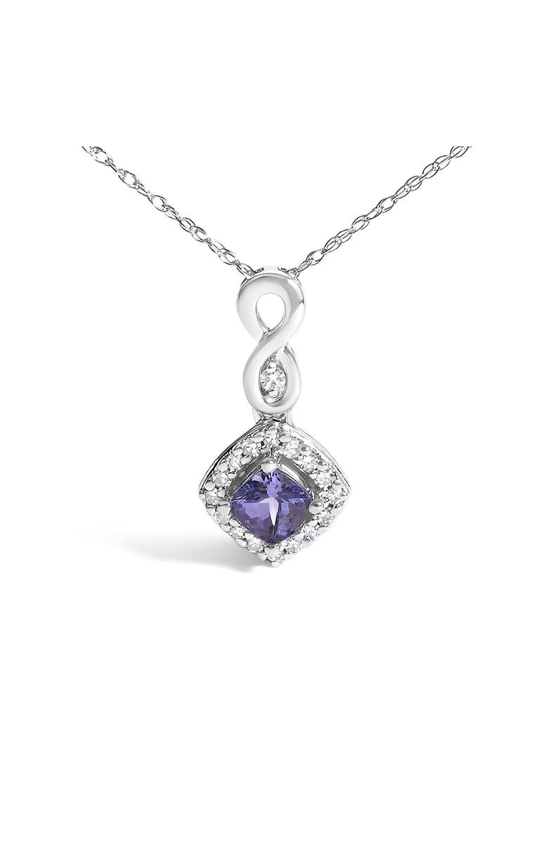 Haus of Brilliance 10K White Gold Blue Purple Tanzanite and Diamond Accent Drop Pendant Necklace, Alternate, color, White