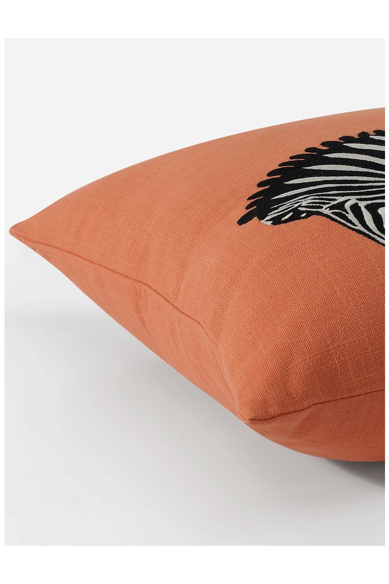 Zebra Embroidered Throw Pillow, Alternate, color, KOI