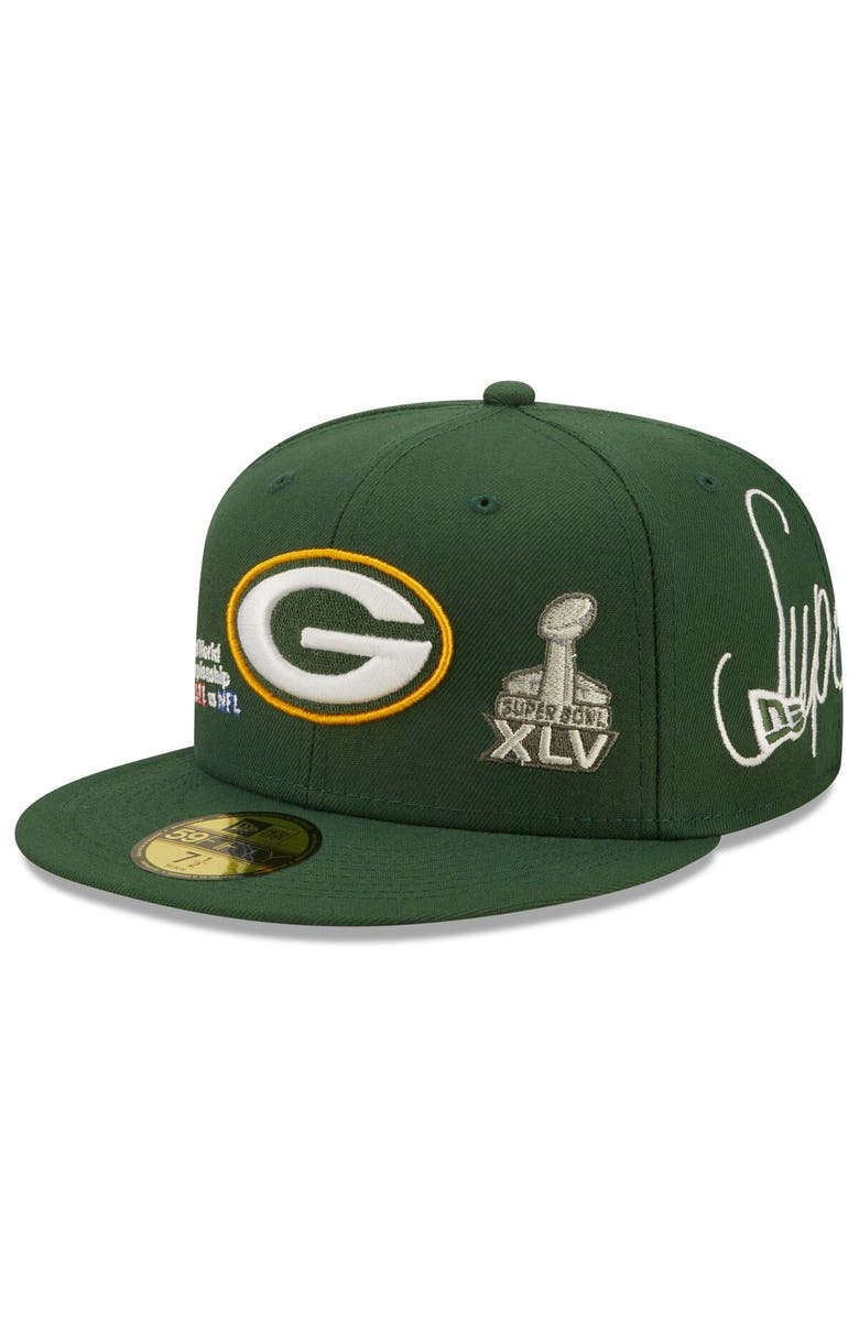 New Era Men's New Era Green Green Bay Packers Historic Champs 59FIFTY Fitted Hat, Alternate, color, 