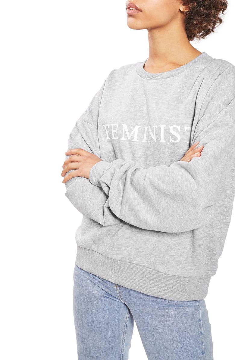 Topshop Feminist Sweatshirt, Main, color,