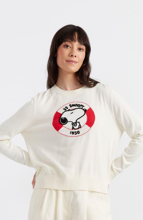 Chinti & Parker Cream Cotton Snoopy Nautical Sweater In Cream