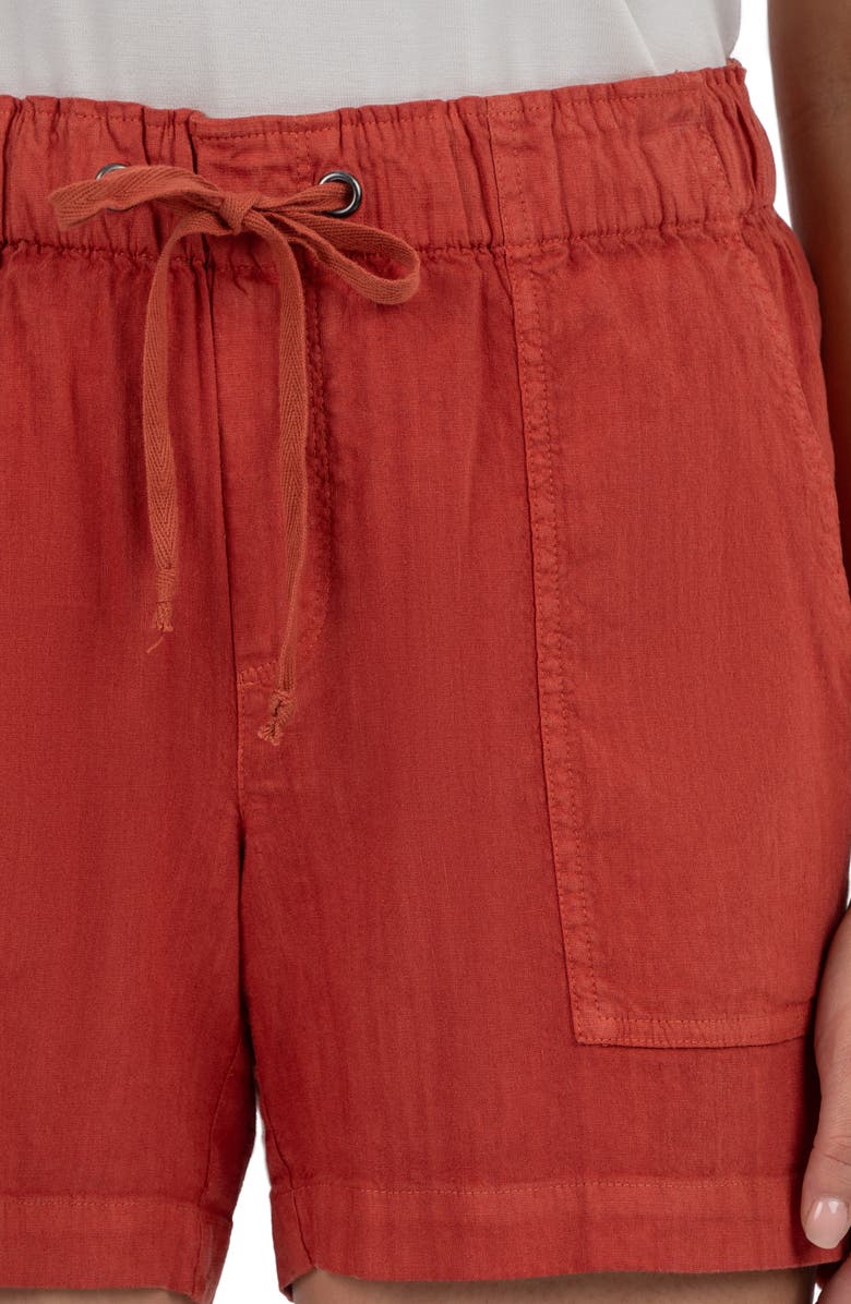 KUT from the Kloth Katana Drawstring Linen Blend Shorts, Alternate, color, Clay