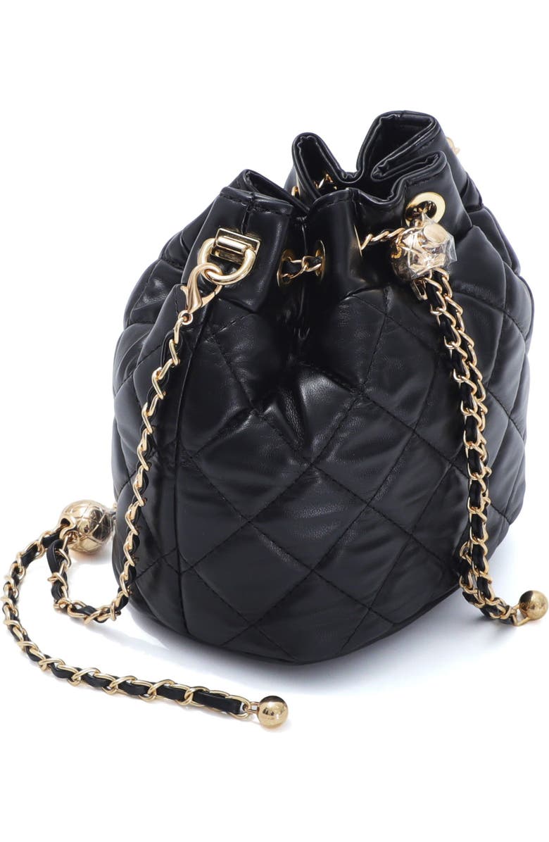 Adornia Cushion Quilt Drawstring Bucket Bag, Alternate, color, Black