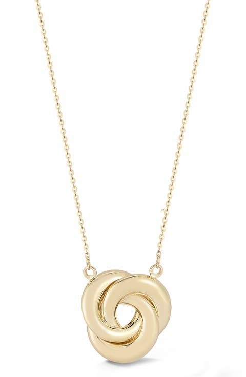 14K Gold Love Knot Pendant Necklace