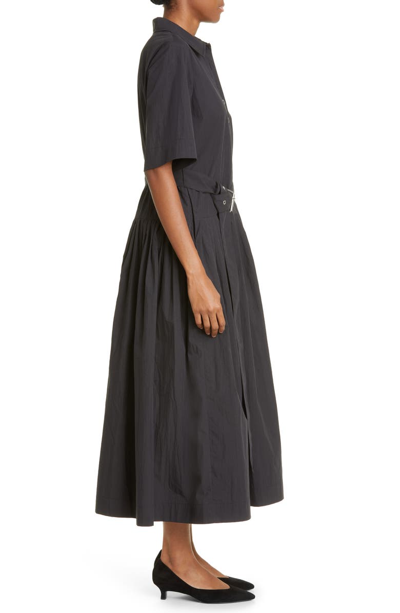 CO Belted Cotton Blend Midi Shirtdress, Alternate, color, 001 Black
