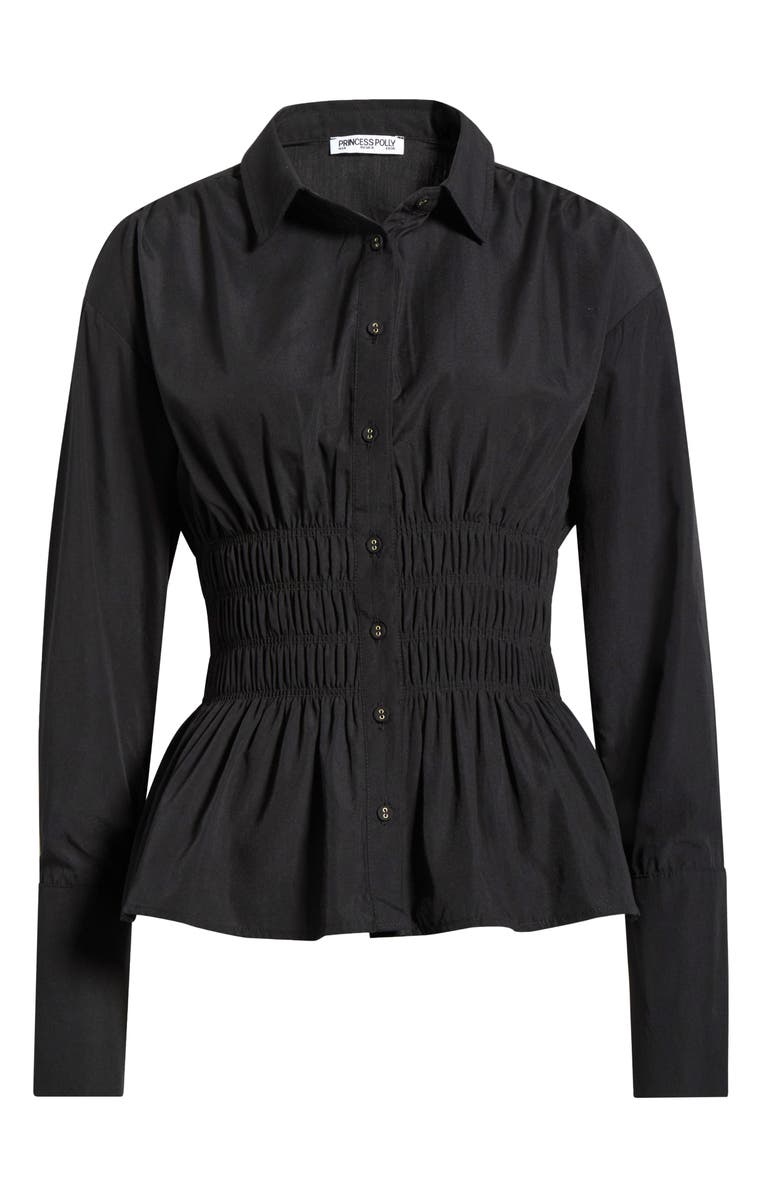 Princess Polly As You Are Shirred Button-Up Shirt, Main, color, 