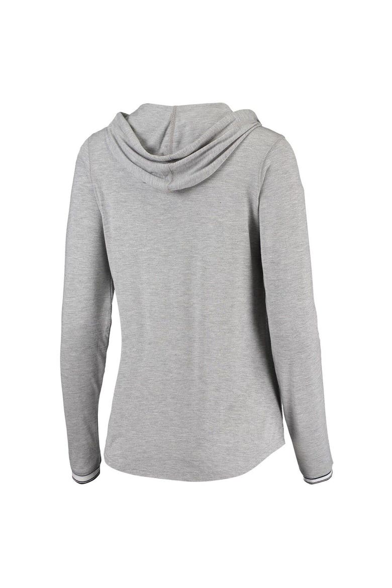 Women's Antigua Heathered Gray Chicago Bears Warm-Up Tri-Blend Hoodie Long Sleeve V-Neck T-Shirt, Alternate, color, Heather Gray