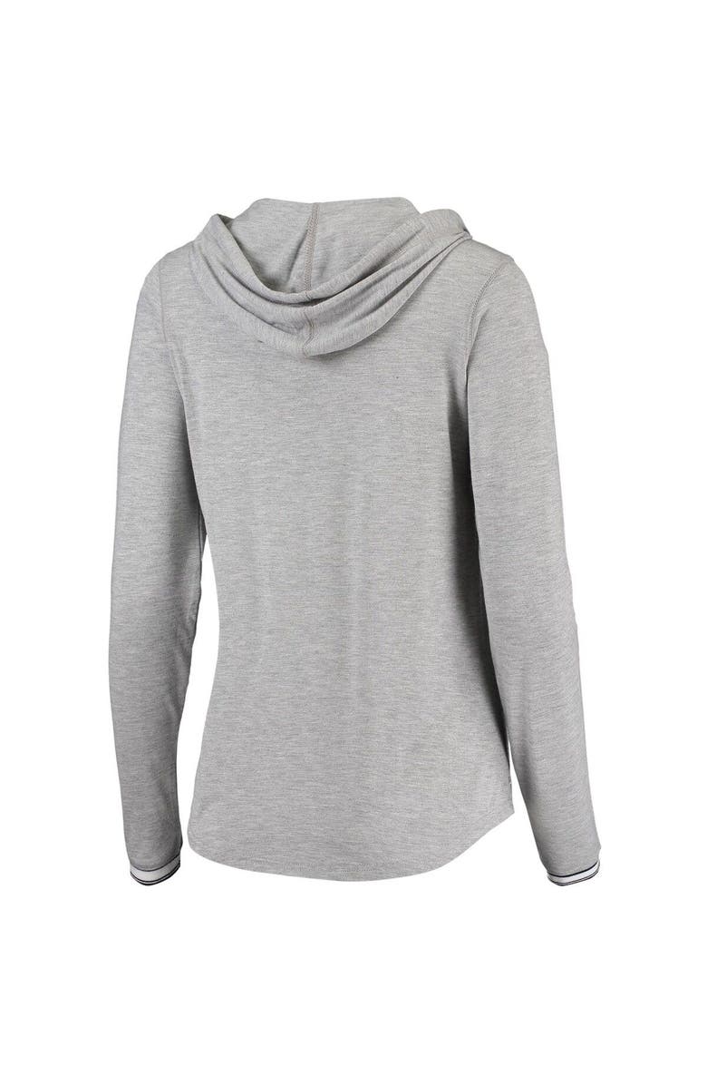 ANTIGUA Women's Antigua Heathered Gray Chicago Bears Warm-Up Tri-Blend Hoodie Long Sleeve V-Neck T-Shirt, Alternate, color, 